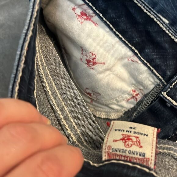 True Religion Disco Julie Big T Dark Denim Sequins Horseshoe Embellished Jeans - Picture 12 of 15